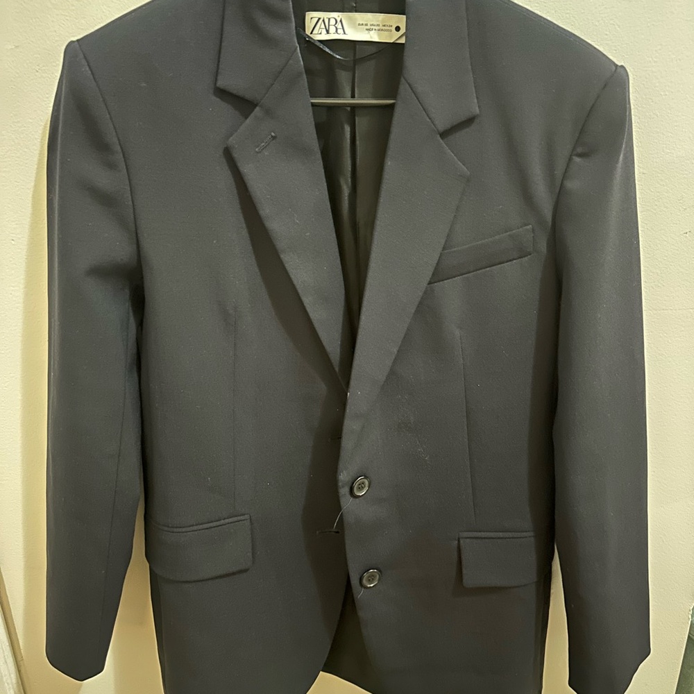 ZARA Women’s Navy Blazer - Classic Two-Button Suit Jacket